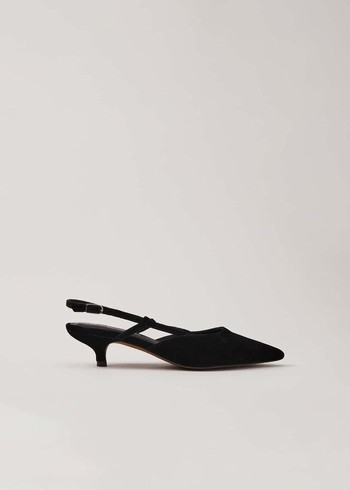 Phase Eight Velvet Slingback Kitten Heels Black Australia | AV2107469